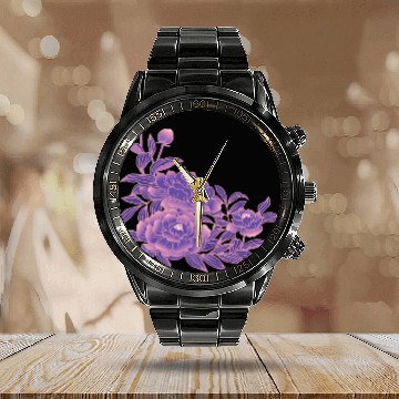 Discover Asexual Spectrum Pride Peony Flower Arrangement Calendar Steel Band Watch