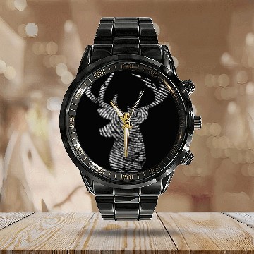 Discover Deer Hunting Calendar Steel Band Watch