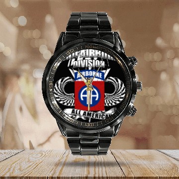 Discover 82nd Airborne Division US Army Calendar Steel Band Watch
