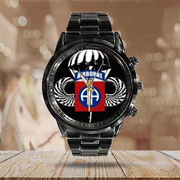 Discover Airborne Paratrooper Wings US Army Military Calendar Steel Band Watch