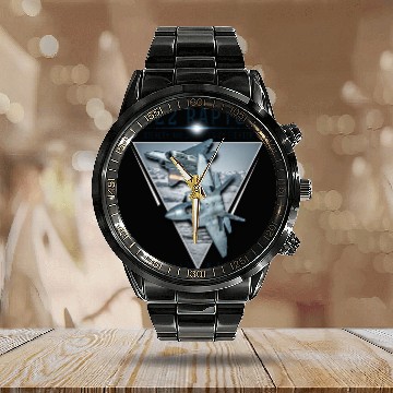 Discover F 22 Raptor US Airborne Fighter Pilot Calendar Steel Band Watch