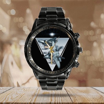 Discover Aircraft Army US Airborne Fighter Pilot Calendar Steel Band Watch