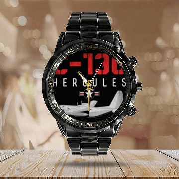 Discover C 130 Hercules US Airborne Fighter Pilot Calendar Steel Band Watch