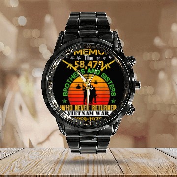 Discover Vietnam Veteran In Memory The War Vietnam 3D Calendar Steel Band Watch