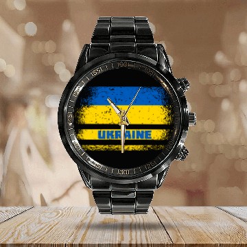 Discover Ukraine vintage flag Calendar Steel Band Watch