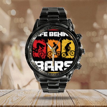 Discover MTB Mountain Bike Life Behind Bars Mountain Biking Calendar Steel Band Watch