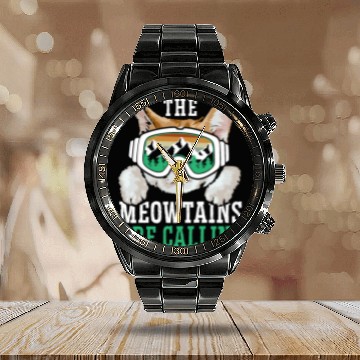 Discover The Meowtains Are Calling Snowboard Snowboarding Calendar Steel Band Watch