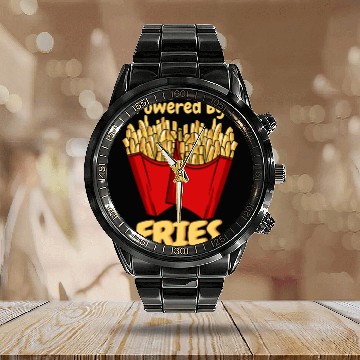 Discover French Fries: Powered With Fries Calendar Steel Band Watch