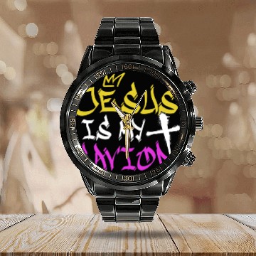 Discover Jesus Is My Savior Graffiti Street Art Drawing Calendar Steel Band Watch