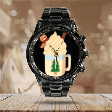 Discover Candy Cane and Hot Cocoa, Hot Chocolate Calendar Steel Band Watch