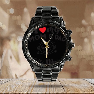 Discover I Love My mom and dad This Much fathers day gift Calendar Steel Band Watch
