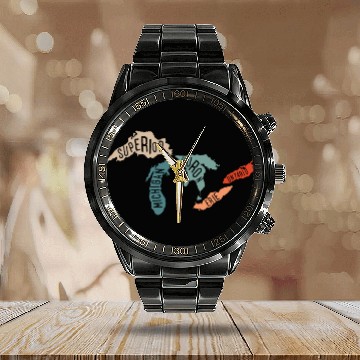 Discover Great lakes USA, Michigan Lake Erie Lake Calendar Steel Band Watch