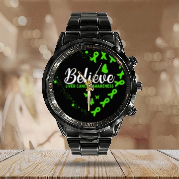 Discover Green Butterfly Liver Cancer Awareness Calendar Steel Band Watch