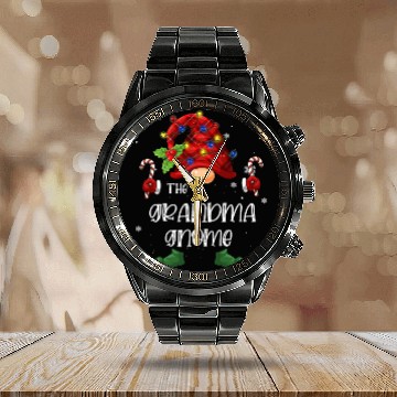 Discover The Grandma Gnome Buffalo Plaid Christmas Tree Lig Calendar Steel Band Watch