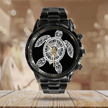 Discover White Tribal Hawaiian Tattoo Boho Sea Turtle Calendar Steel Band Watch