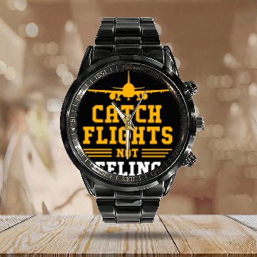 Discover Air Traffic Controller Catch Flights Not Feelings Calendar Steel Band Watch