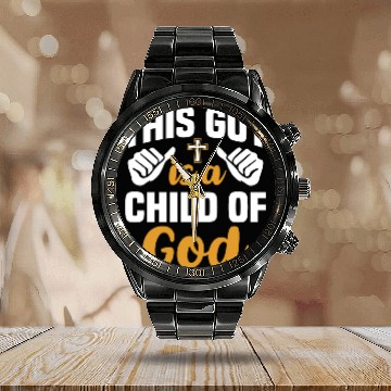 Discover Guy Child of God Christian Religious Apparel Calendar Steel Band Watch