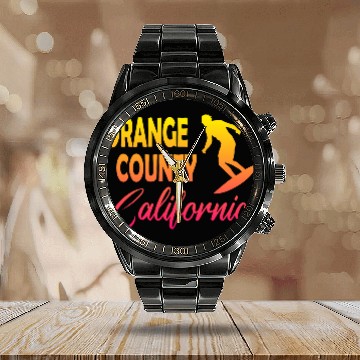 Discover Orange County Surf Calendar Steel Band Watch