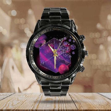 Discover Galaxy Planet Moon Universe Cube Space Calendar Steel Band Watch