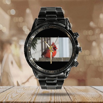 Discover Brilliant Cardinal Bird 2 Calendar Steel Band Watch