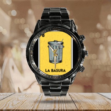 Discover Mexican Lottery Bingo Game Card Fan La Basura Calendar Steel Band Watch