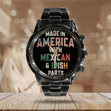 Discover Mexican And Irish Made In America Mix Heritage Vin Calendar Steel Band Watch