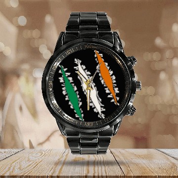 Discover Slashed Ireland Flag | Irish Men Women Calendar Steel Band Watch
