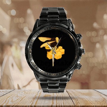 Discover I Love Bees Honey Bee Beekeeping Beekeeper Calendar Steel Band Watch