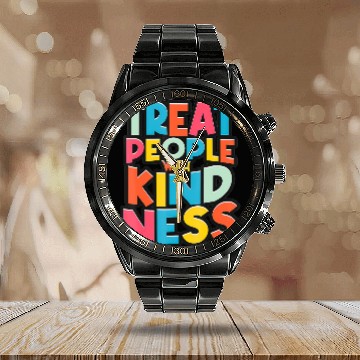 Discover Treat People With Kindness TPWK Gifts Positive Calendar Steel Band Watch