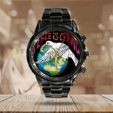 Discover Dove Of Peace Cries Holds The Earth Peace & Cries Calendar Steel Band Watch