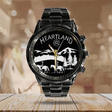 Discover heartland ranch, heartland, sunset, vintage, retro Calendar Steel Band Watch