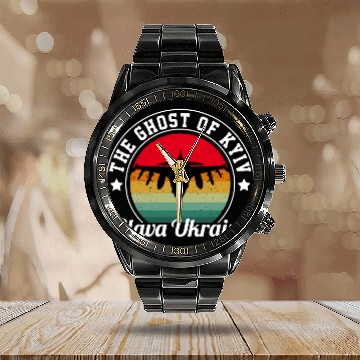 Discover The Ghost Of Kyiv Slava Ukraini Calendar Steel Band Watch