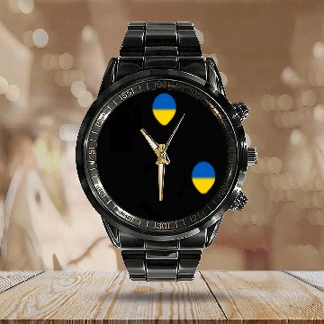 Discover Ukraine balloon pops Putin (black) Calendar Steel Band Watch