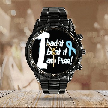 Discover Prostate Cancer Awareness Fight Cancer Ribbon Calendar Steel Band Watch