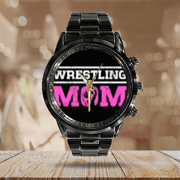 Discover Proud Wrestling Mom Wrestler Mother Calendar Steel Band Watch