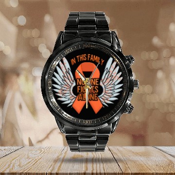 Discover I Wear Orange Ribbon Support Leukemia Cancer Calendar Steel Band Watch