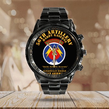 Discover Army 56th Artillery Command Pershing Hardt Kaserne Calendar Steel Band Watch