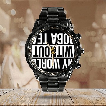 Discover Boba Tea Like Flavor Cute Kawaii Bubble Milk Tea Calendar Steel Band Watch