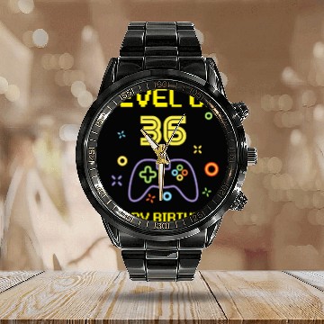 Discover LEVEL UP 36 HAPPY BIRTHDAY Calendar Steel Band Watch