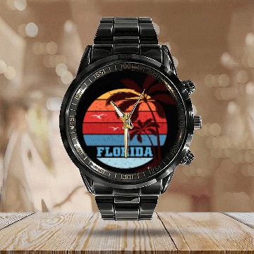 Discover Cape Coral Est.1973 Vintage Florida summer Gift Calendar Steel Band Watch