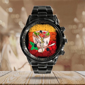 Discover Vintage Retro Muesli Cereal Breakfast Calendar Steel Band Watch
