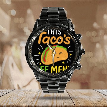 Discover Taco Bachelorette Party wedding bride engaged Calendar Steel Band Watch