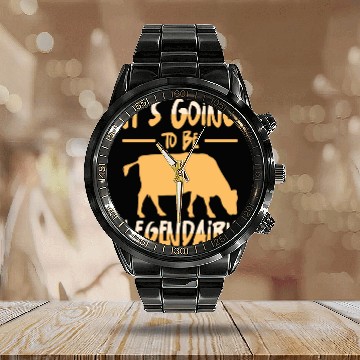 Discover Cow Rancher Agriculture Dairy Farmer Calendar Steel Band Watch