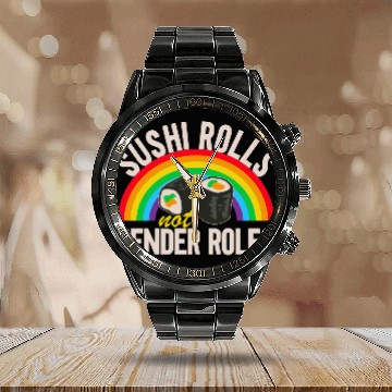Discover Feminist Gender Equality - Sushi Rolls Not Gender Calendar Steel Band Watch
