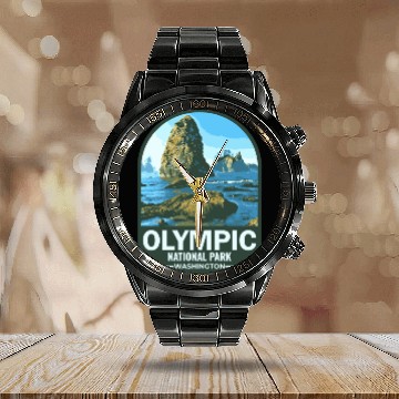 Discover OLYMPIC national park Washington usa Calendar Steel Band Watch