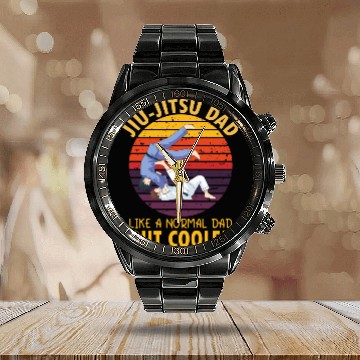 Discover Jiu Jitsu Dad like a normal dad but cooler Calendar Steel Band Watch
