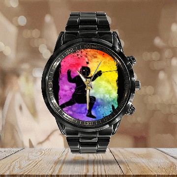 Discover Fencing Retro Calendar Steel Band Watch