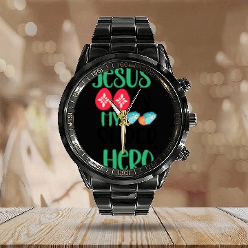 Discover jesus is my superhero Calendar Steel Band Watch