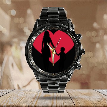 Discover Boy Mom Heart Calendar Steel Band Watch