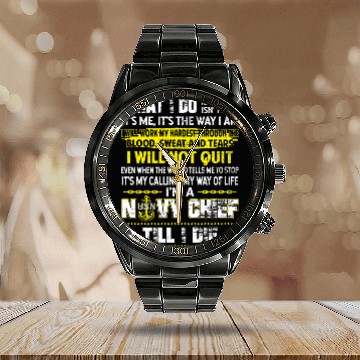 Discover Patriotic- I'm A Navy Chief Till I Die Calendar Steel Band Watch